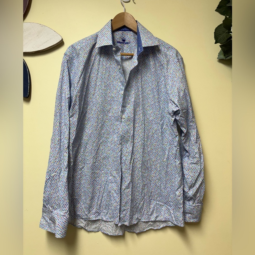 Bertigo 100% Cotton Colorful Long Sleeve Dress Shirt - Size Large
